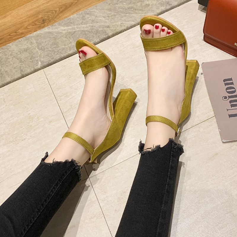 Tacones altos con correa en el tobillo y punta abierta para mujer