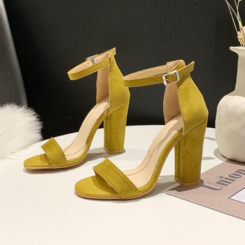Tacones altos con correa en el tobillo y punta abierta para mujer
