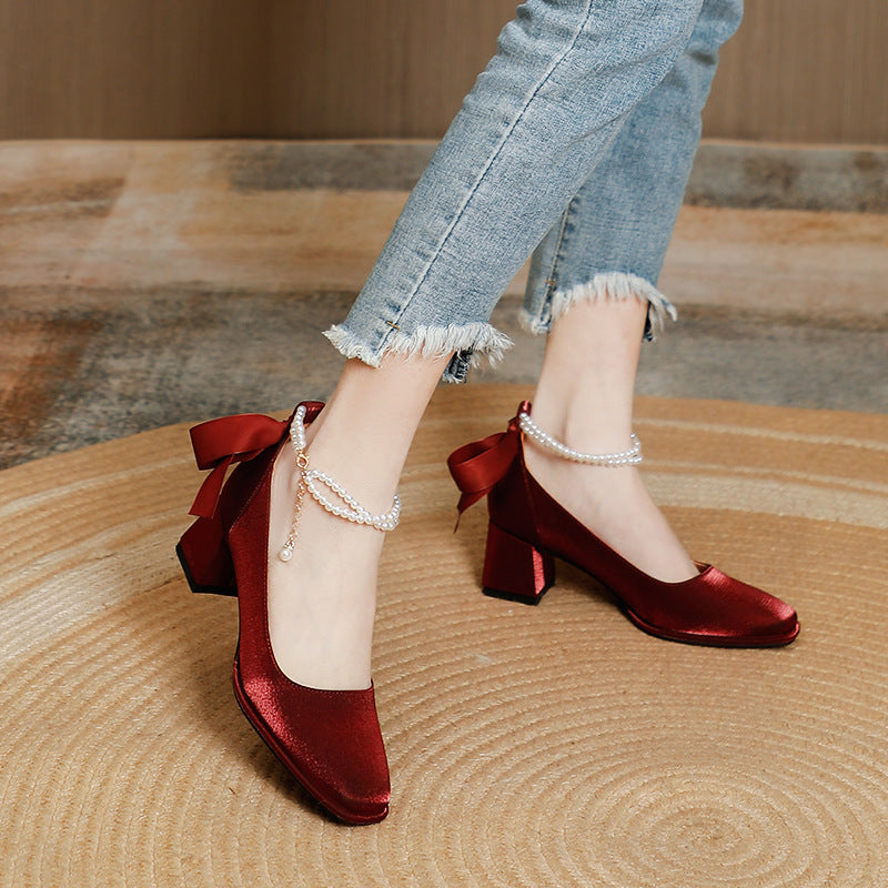 Tacones altos Mary Jane con tacón en bloque y punta cuadrada
