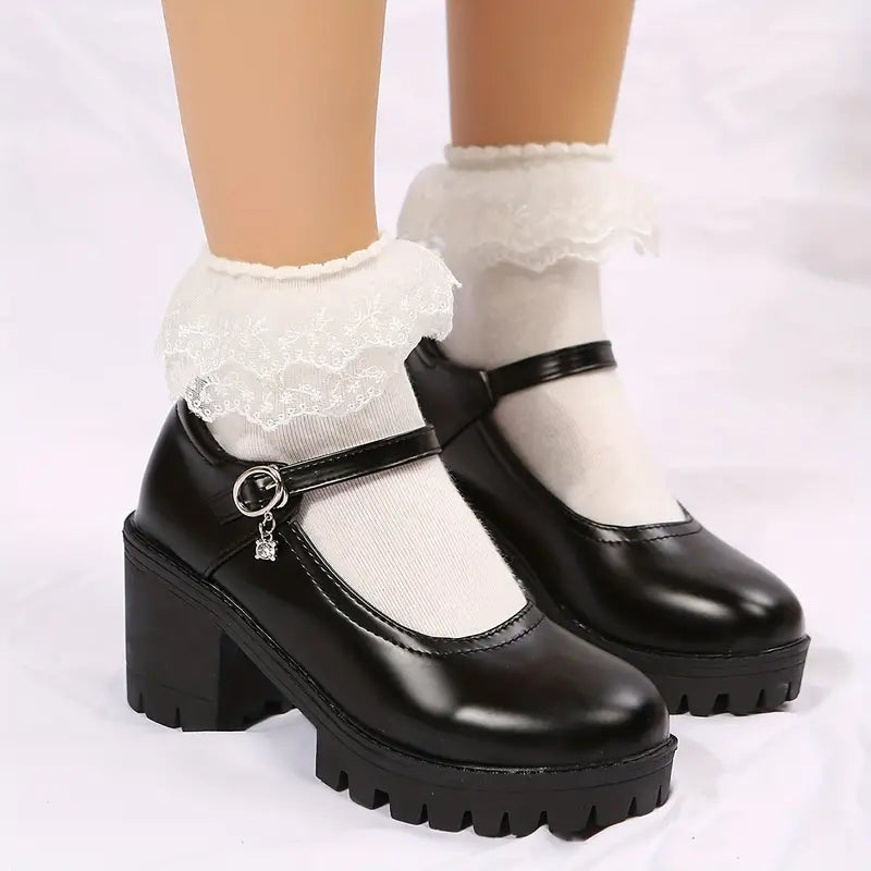 Zapatos Mary Jane con hebilla y suela gruesa para mujer