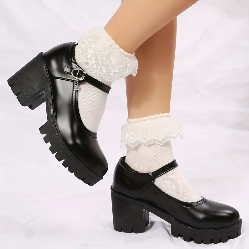 Zapatos Mary Jane con hebilla y suela gruesa para mujer