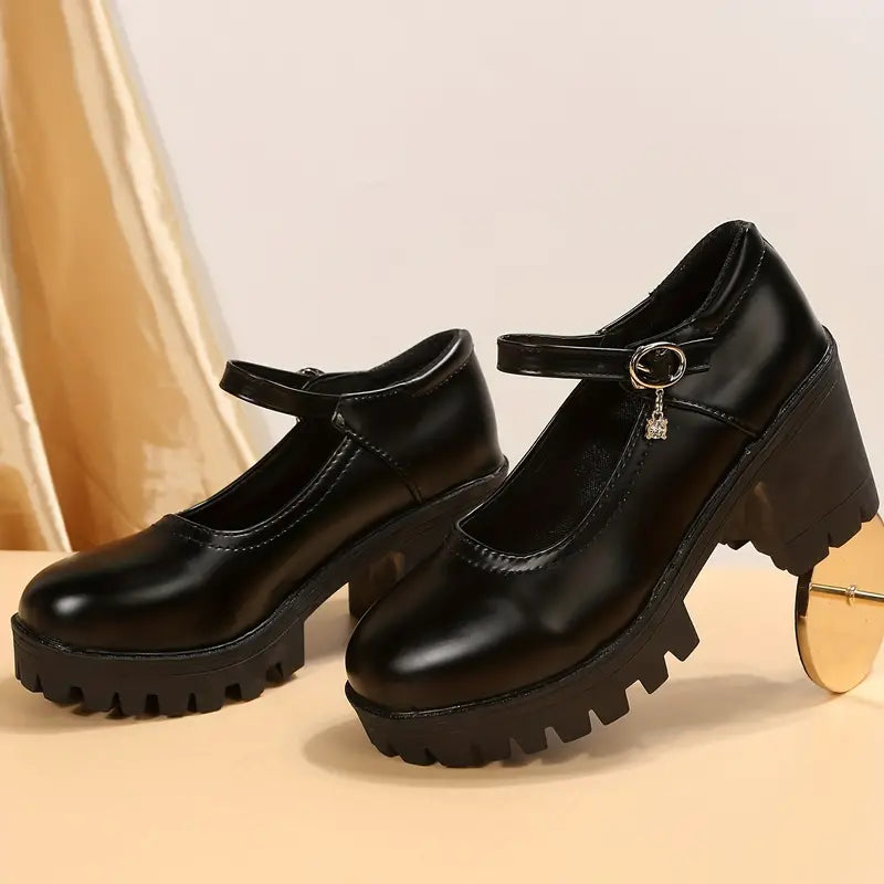Zapatos Mary Jane con hebilla y suela gruesa para mujer
