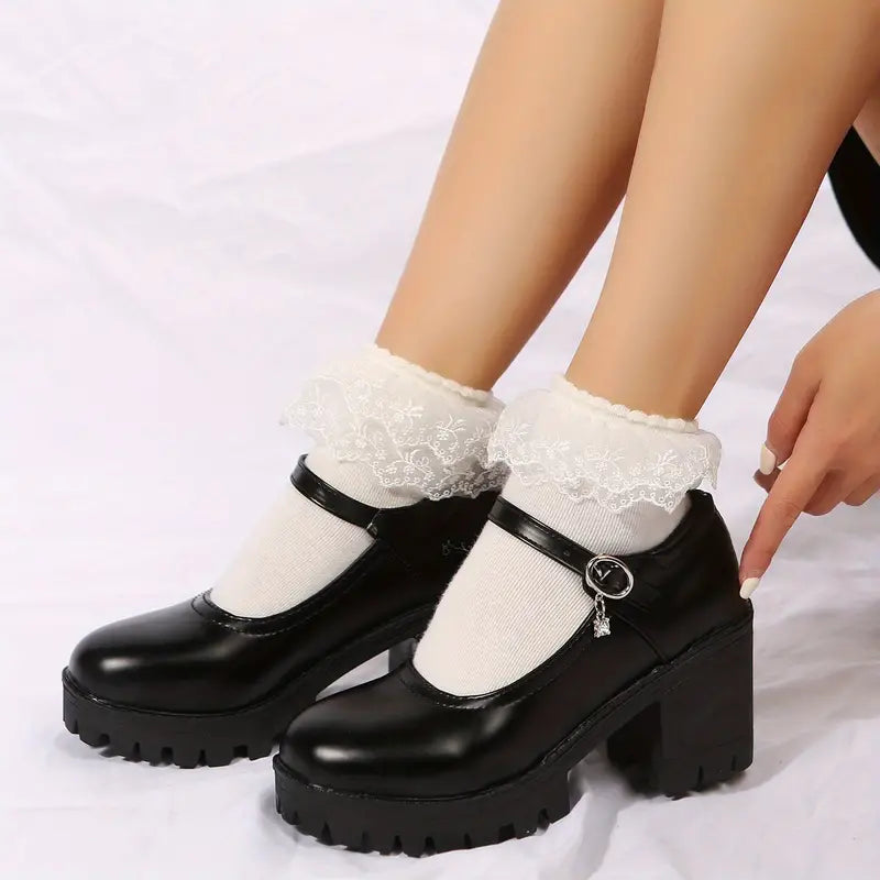 Zapatos Mary Jane con hebilla y suela gruesa para mujer