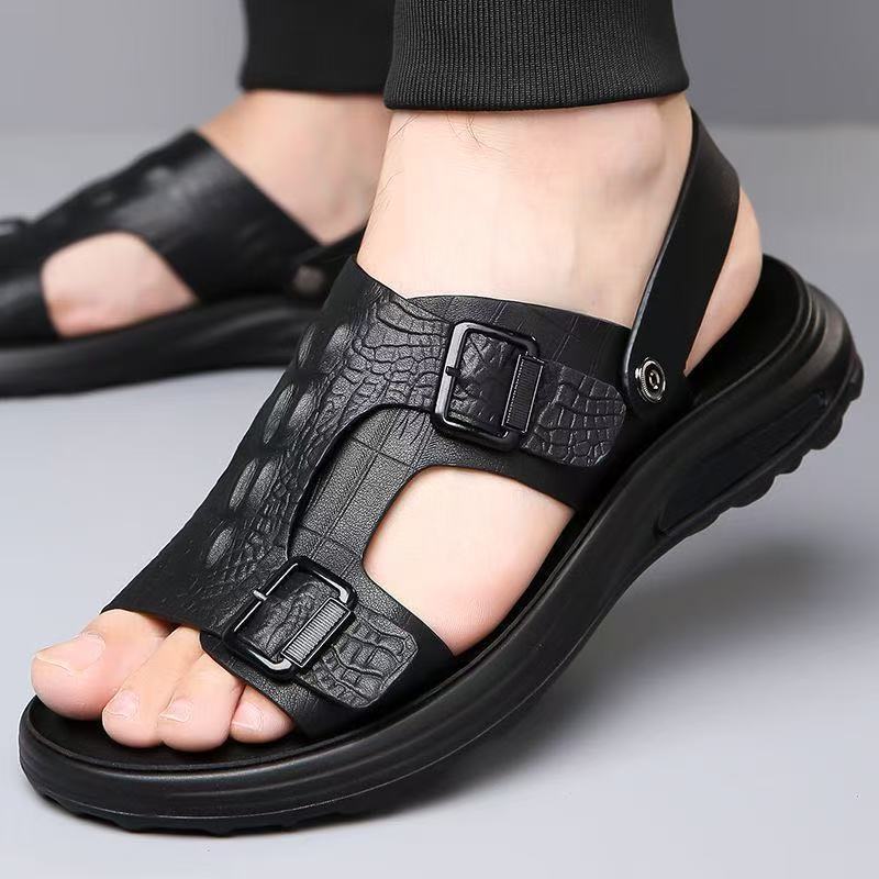 Sandalias casuales de hombre (piel de cocodrilo)