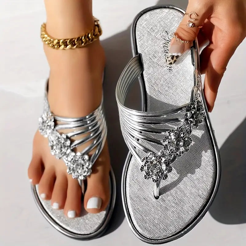 Chanclas planas florales para mujer