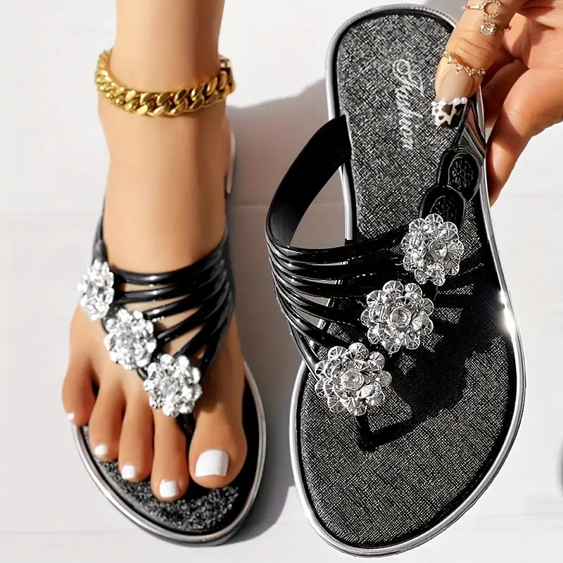 Chanclas planas florales para mujer