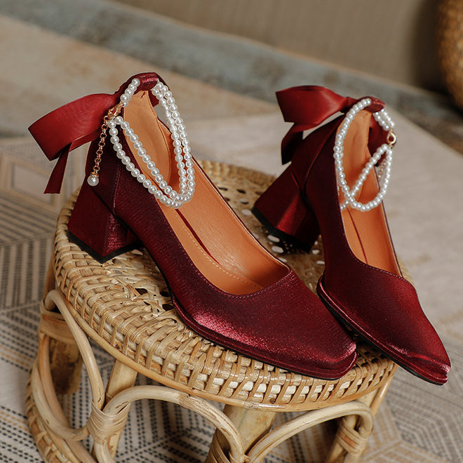Tacones altos Mary Jane con tacón en bloque y punta cuadrada