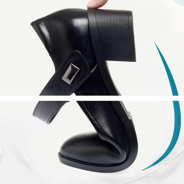 Zapatos de trabajo de suela blanda de talón grueso para mujeres transpirables en primavera y verano