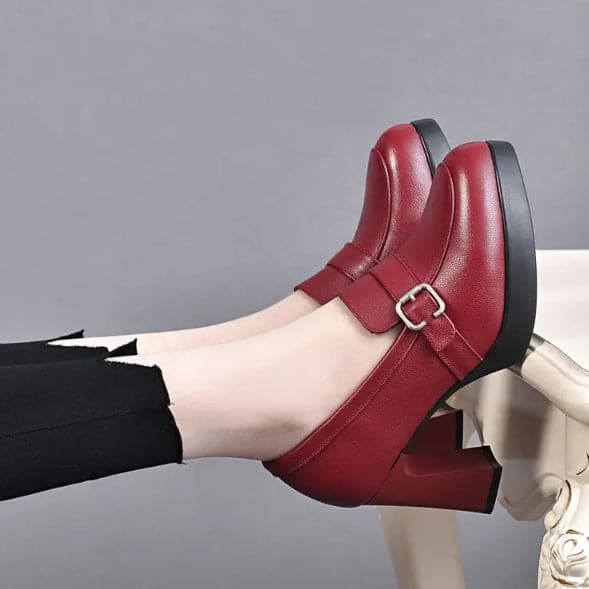 Zapatos de cuero de tacón alto de moda