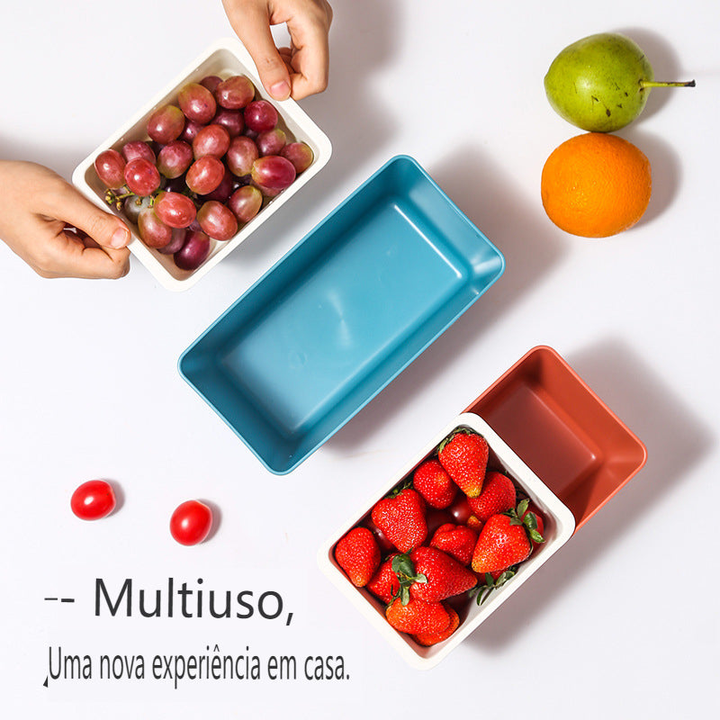 🤩Aproveite a vida colorida💞Bandeja de armazenamento doméstico de drenagem de camada dupla