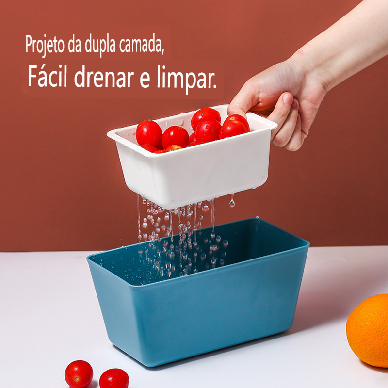 🤩Aproveite a vida colorida💞Bandeja de armazenamento doméstico de drenagem de camada dupla