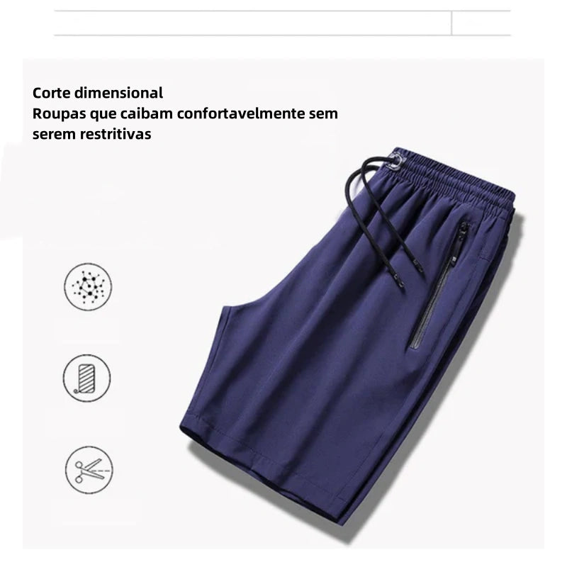 Shorts masculinos plus size de seda gelada — COMPRE 1 E GANHE 1 GRÁTIS