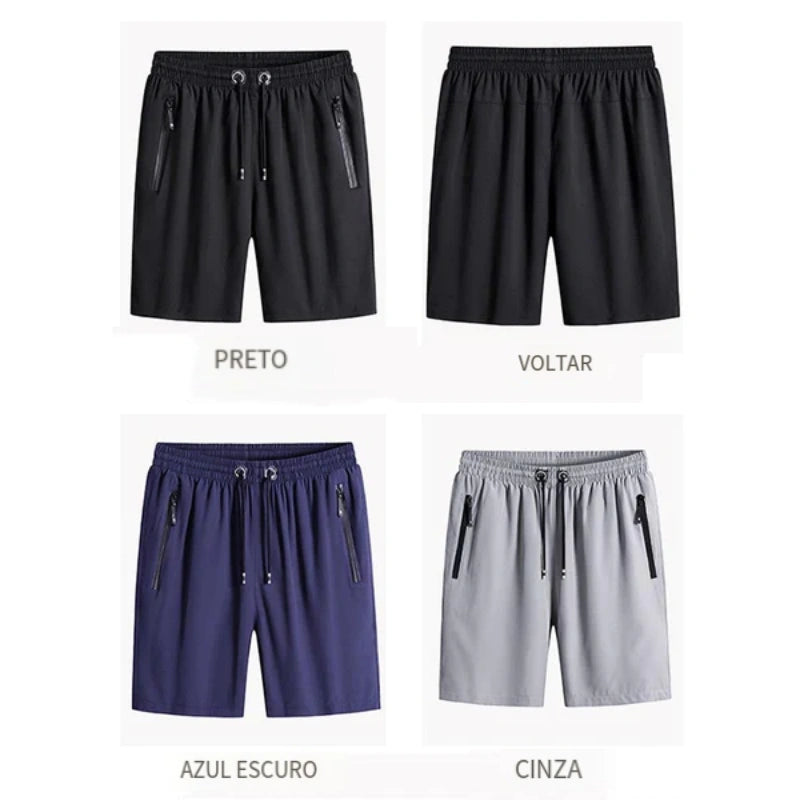 Shorts masculinos plus size de seda gelada — COMPRE 1 E GANHE 1 GRÁTIS
