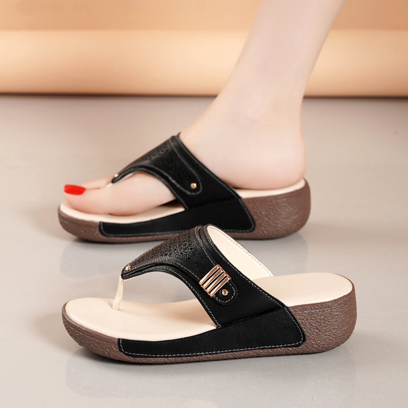 Zapatillas de piel suave con suela gruesa
