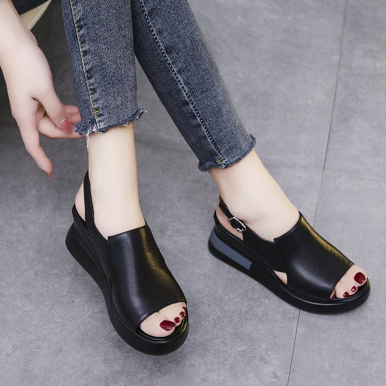 Sandalias tacón una hebilla talla grande