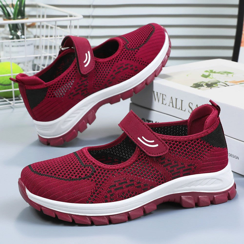 Zapatos mujeres primavera y verano 2025 nuevos zapatos para madres de mediana edad y ancianos con suelas blandas de boca clara