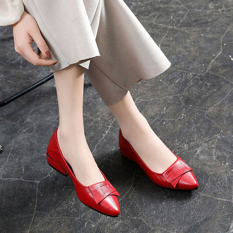 Zapatos individuales de suela plana transfronteriza nuevos zapatos femeninos de primavera y otoño con Boca ligera y talón grueso y puntiagudo