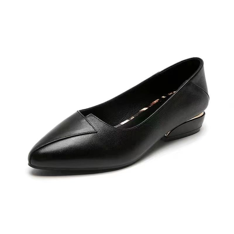 Zapatos de trabajo para mujeres con nuevos zapatos de cuero en zapatos individuales de boca poco profunda 2025 zapatos para madres