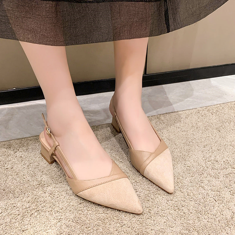 Sandalias francesas Baotou nuevas zapatillas de tacón grueso para mujeres en verano 2025