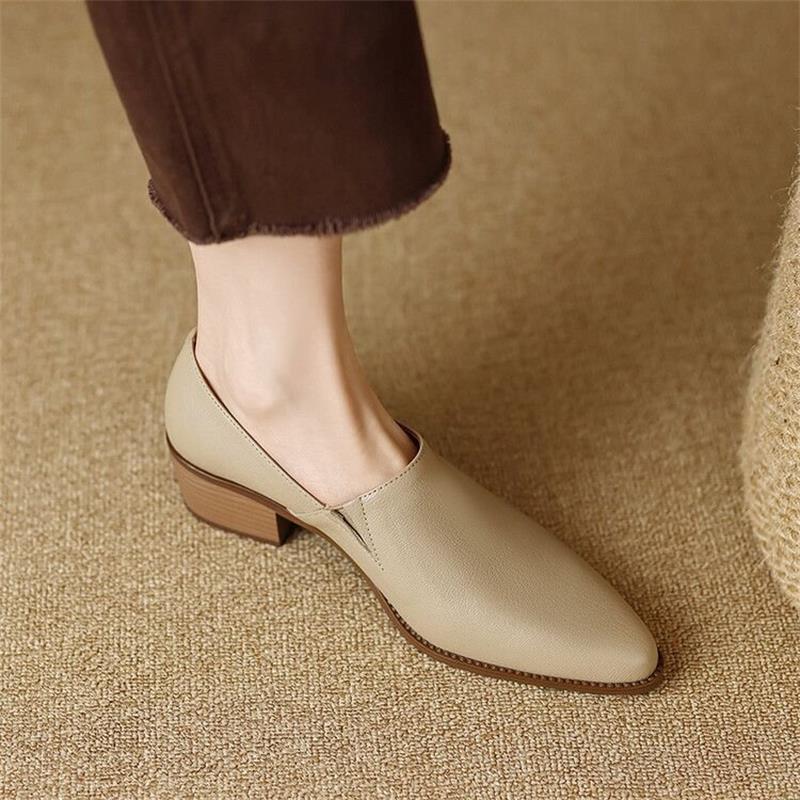 Temperamento ligero, zapatos individuales, mujer, nuevo talón grueso en otoño 2025