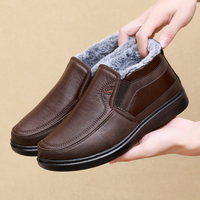 Zapatos de piel antideslizantes de terciopelo de invierno