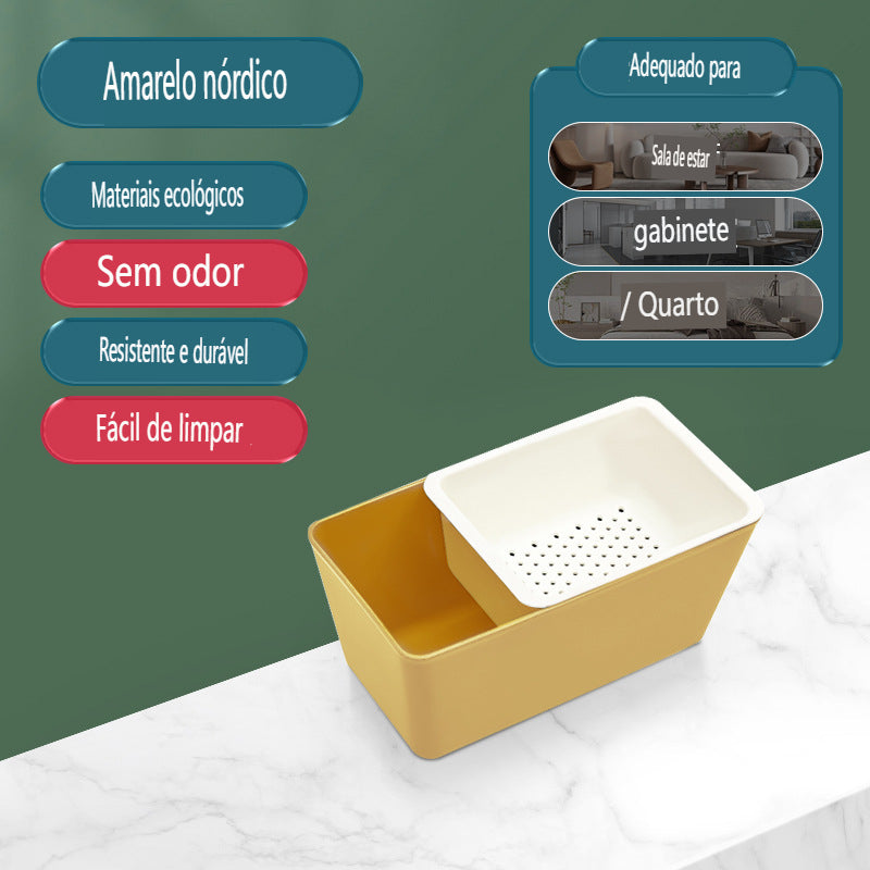 🤩Aproveite a vida colorida💞Bandeja de armazenamento doméstico de drenagem de camada dupla