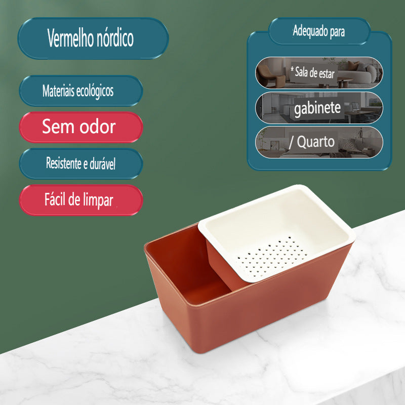 🤩Aproveite a vida colorida💞Bandeja de armazenamento doméstico de drenagem de camada dupla