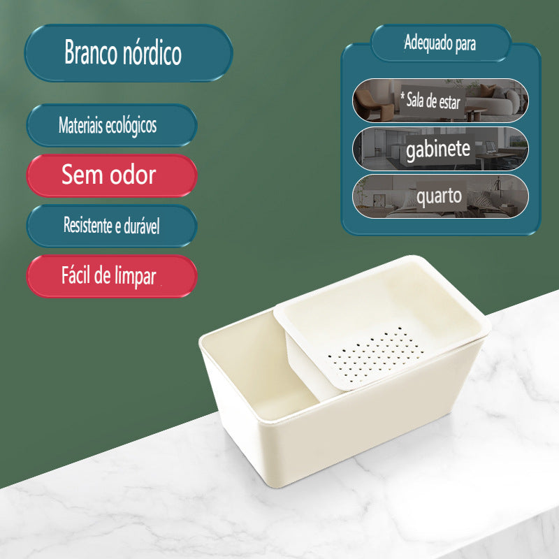 🤩Aproveite a vida colorida💞Bandeja de armazenamento doméstico de drenagem de camada dupla