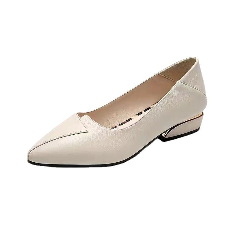 Zapatos de trabajo para mujeres con nuevos zapatos de cuero en zapatos individuales de boca poco profunda 2025 zapatos para madres