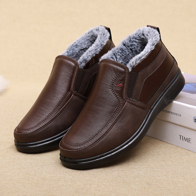 Zapatos de piel antideslizantes de terciopelo de invierno