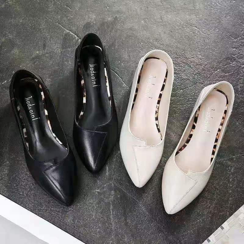 Zapatos de trabajo para mujeres con nuevos zapatos de cuero en zapatos individuales de boca poco profunda 2025 zapatos para madres