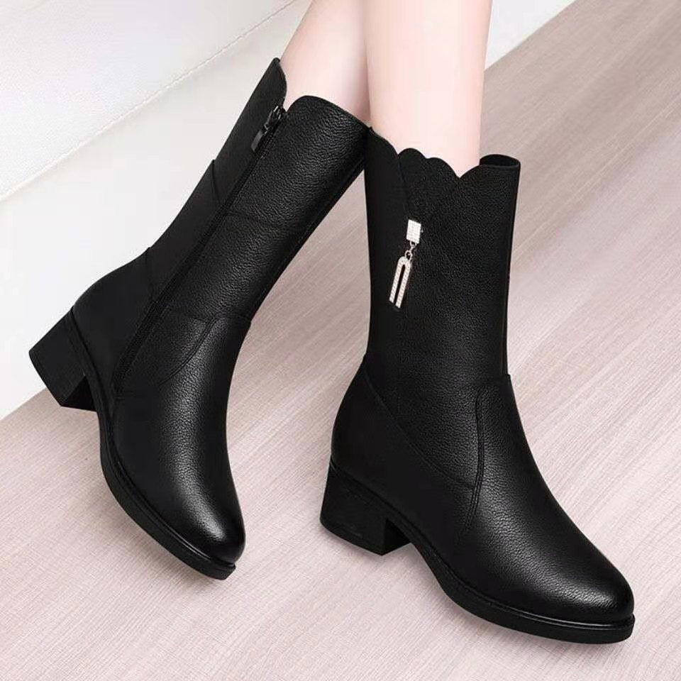 Botas de piel suave con tacón en bloque