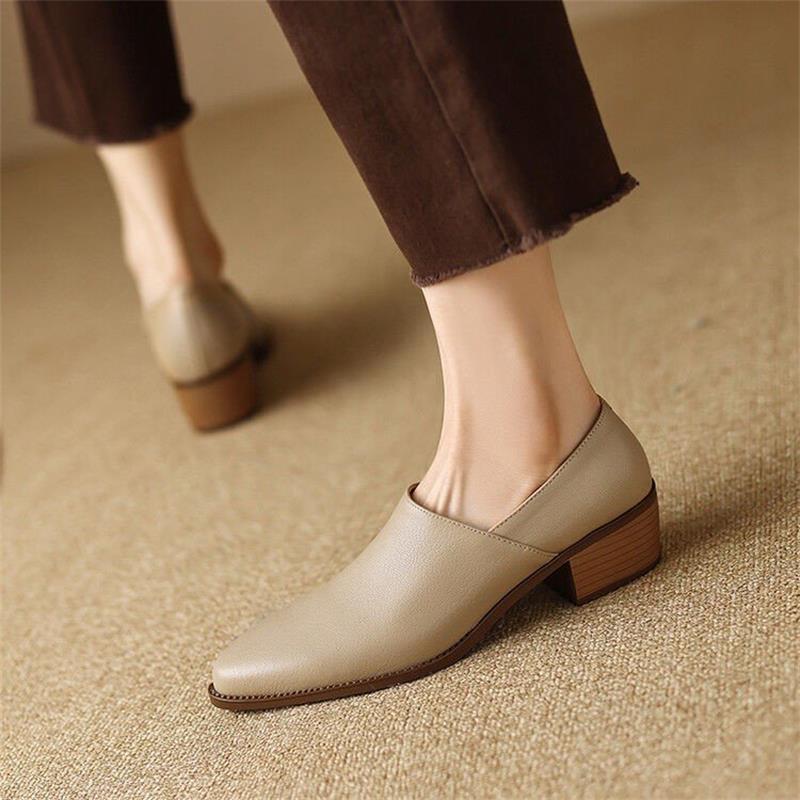 Temperamento ligero, zapatos individuales, mujer, nuevo talón grueso en otoño 2025