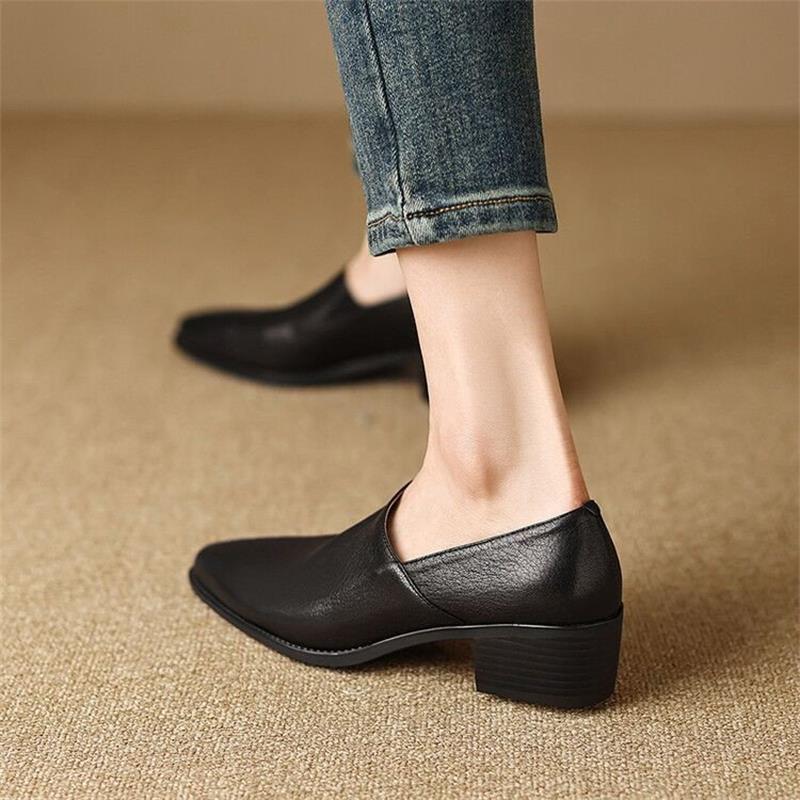 Temperamento ligero, zapatos individuales, mujer, nuevo talón grueso en otoño 2025