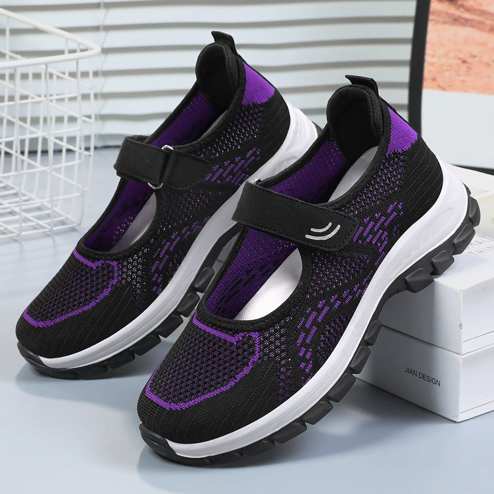 Zapatos mujeres primavera y verano 2025 nuevos zapatos para madres de mediana edad y ancianos con suelas blandas de boca clara