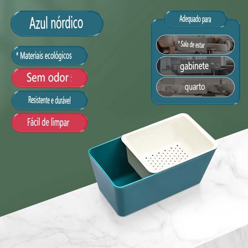 🤩Aproveite a vida colorida💞Bandeja de armazenamento doméstico de drenagem de camada dupla