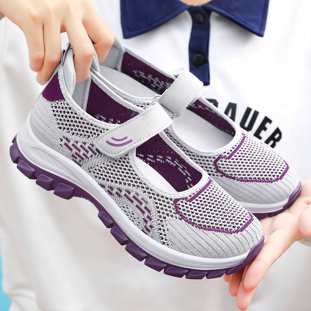 Zapatos mujeres primavera y verano 2025 nuevos zapatos para madres de mediana edad y ancianos con suelas blandas de boca clara