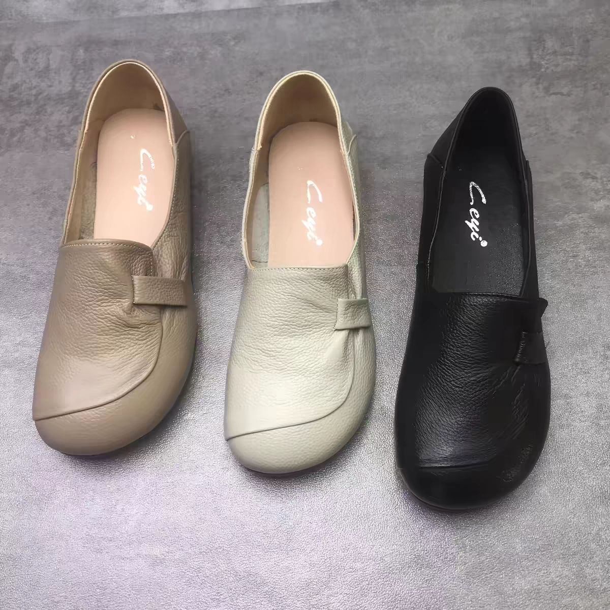 Zapatos individuales femeninos 2025 suelas blandas, piel suave y cómoda zapatos planos femeninos