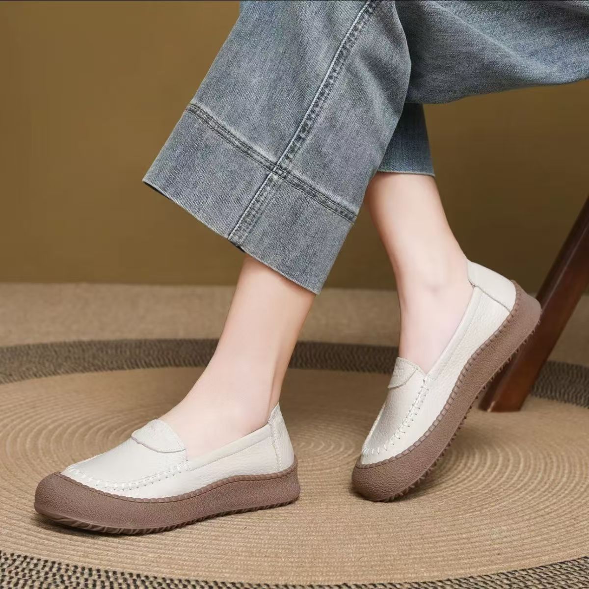 Zapatos de suela blanda 100% de piel de vaca auténtica26703