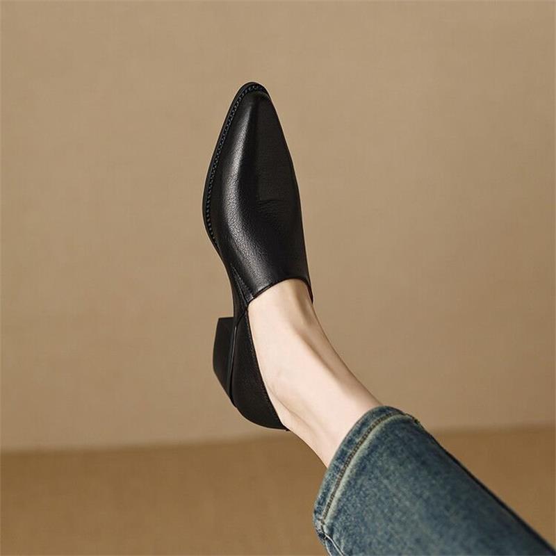 Temperamento ligero, zapatos individuales, mujer, nuevo talón grueso en otoño 2025