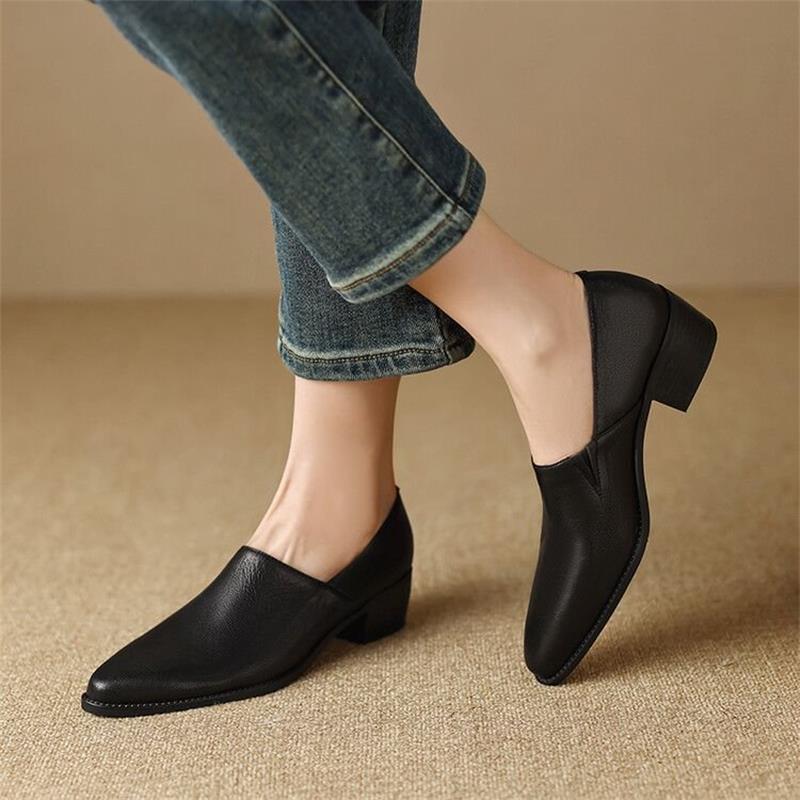 Temperamento ligero, zapatos individuales, mujer, nuevo talón grueso en otoño 2025