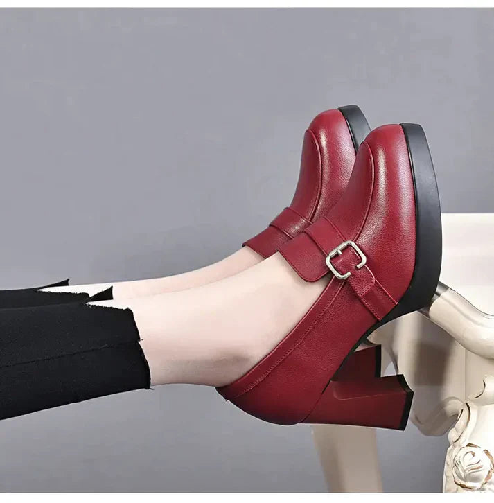 Tacones altos 100% cuero genuino
