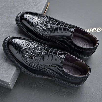 🐂Doble Cuero🐂Zapatos de piel tallada para hombre