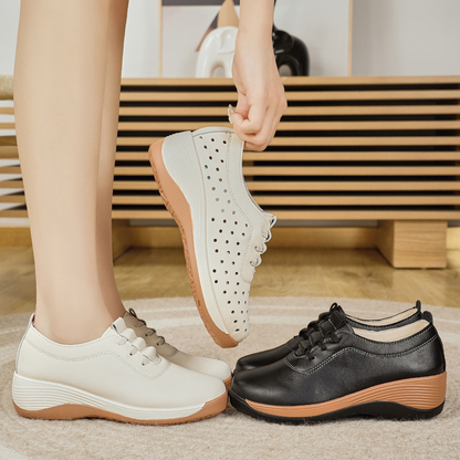 Zapatos casuales de cuero con tacón de cuña