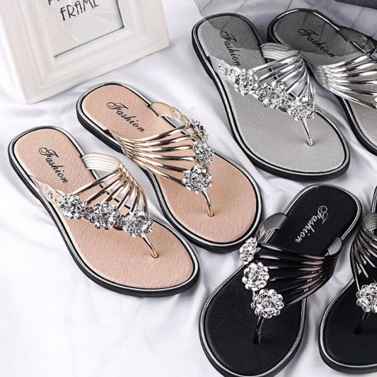 Chanclas planas florales para mujer