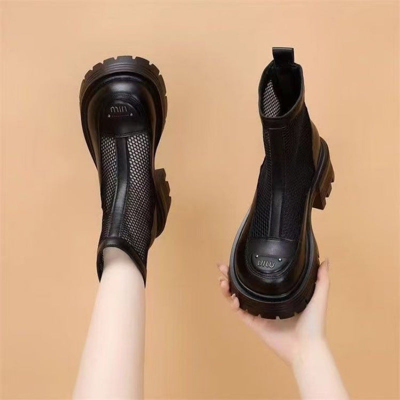 Botas Martin de malla de charol con suela gruesa