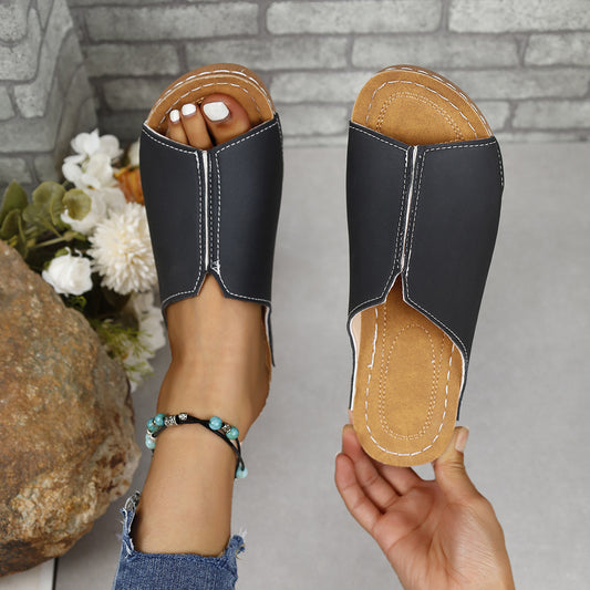 Sandalias de moda de color sólido para mujer