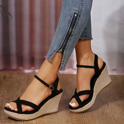 Sandalias de tacón de cuña para mujer