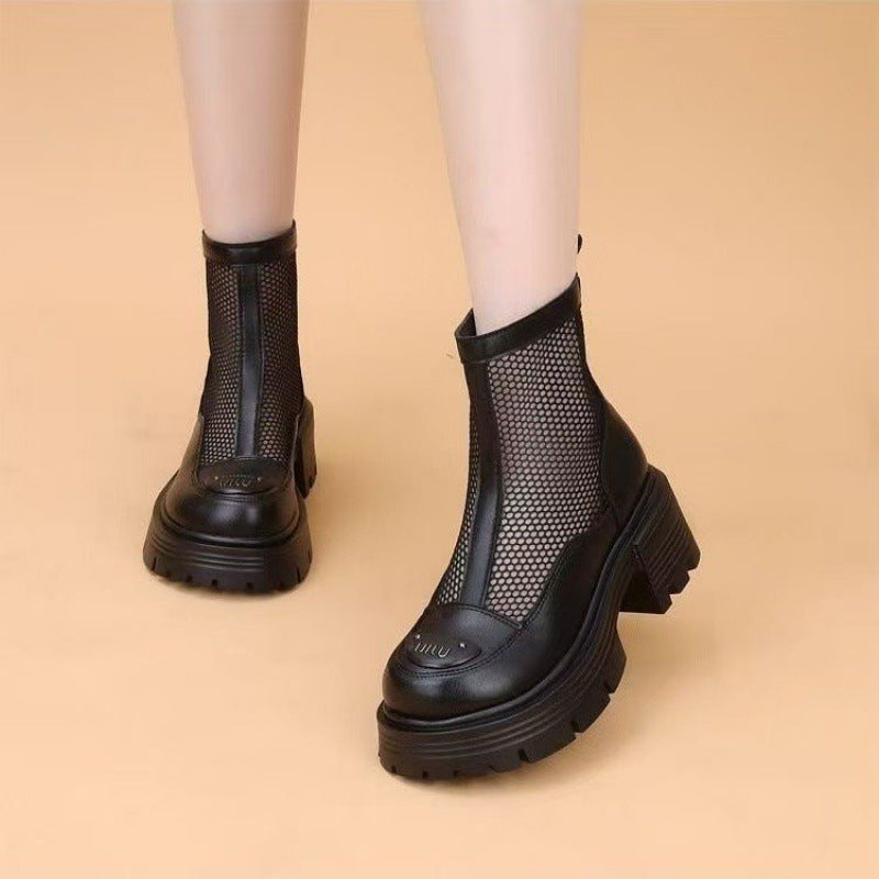Botas Martin de malla de charol con suela gruesa
