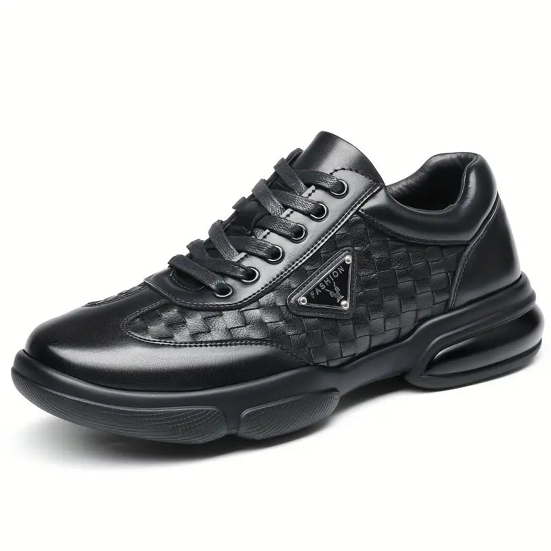 FASHION - Zapatos de cuero para hombre con puntera redonda y estilo formal